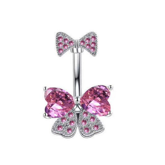 Best-Selling Copper Bow Zircon Belly Button Ring_CWMM9462