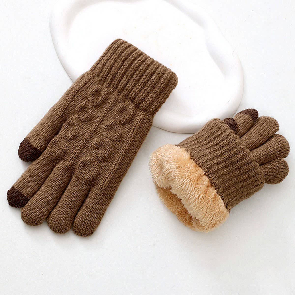 CWAG00581_MEN WINTER DOUBLE LAYER KNIT TOUCHSCREEN GLOVES