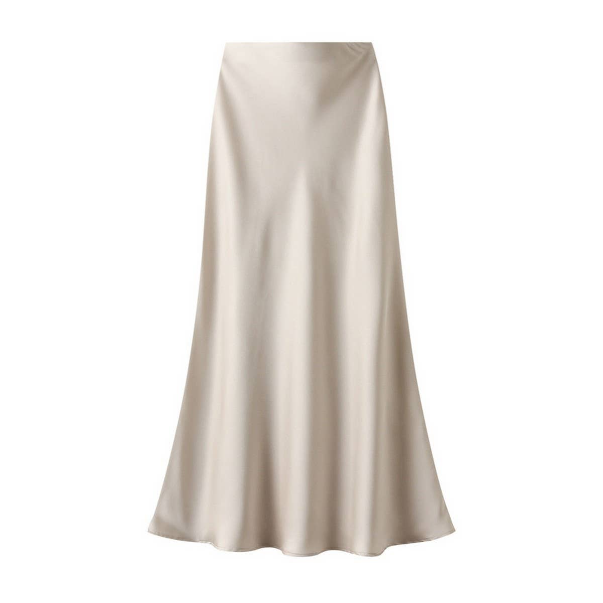 Silky High-Waist Fishtail Bodycon Midi Skirt