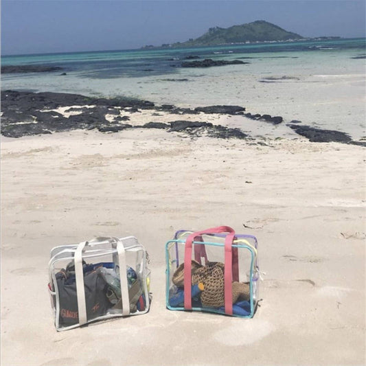 TRANSPARENT BEACH BAG WITH COLORFUL SHOULDER STRAPS_CWAB1923