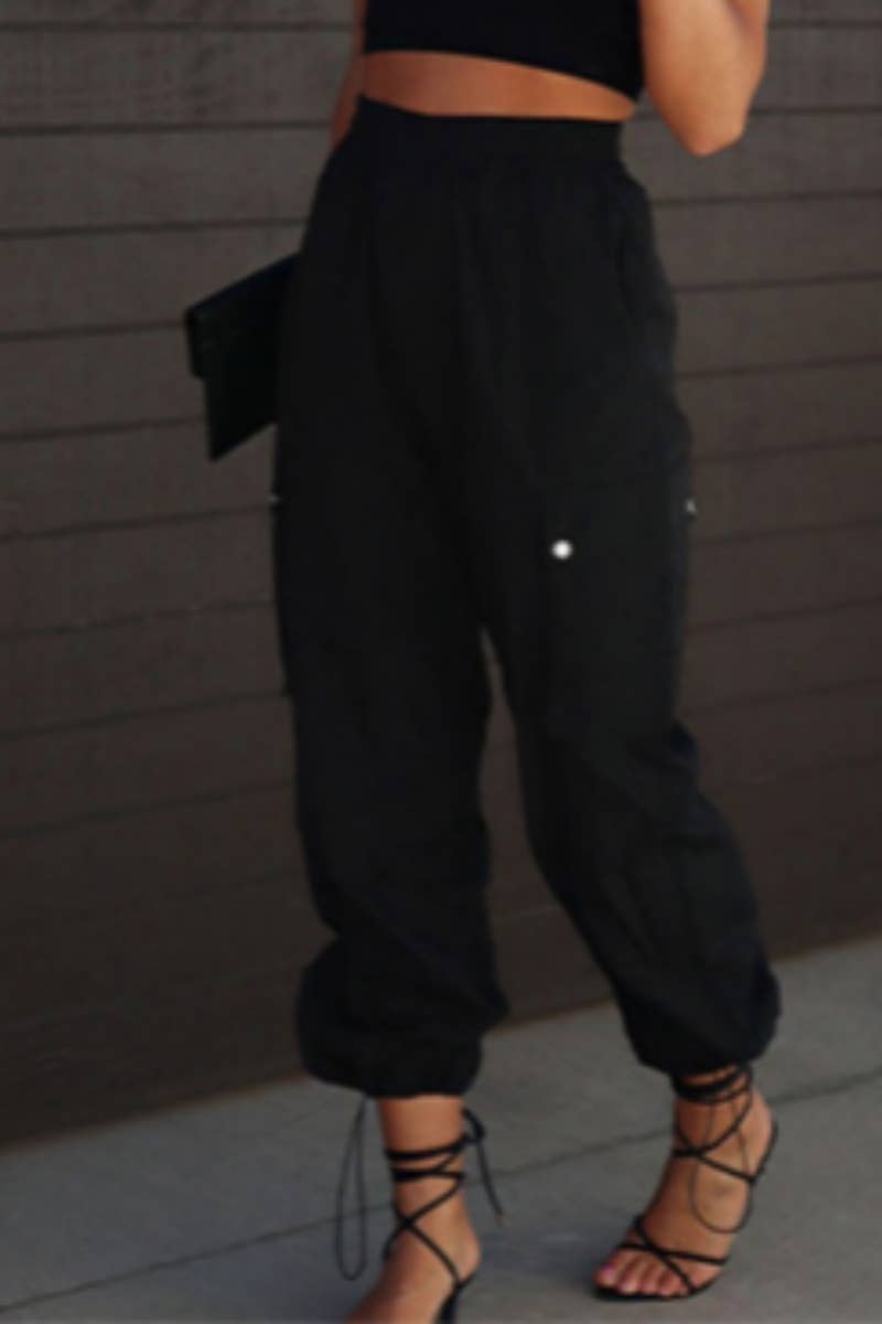 CWBMP0208_AUTUMN DRAWSTRING SPORTS WAIST WAIST CARGO PANTS