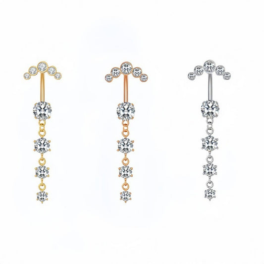 Multi CZ Belly Ring Dangle Navel Piercing Dance