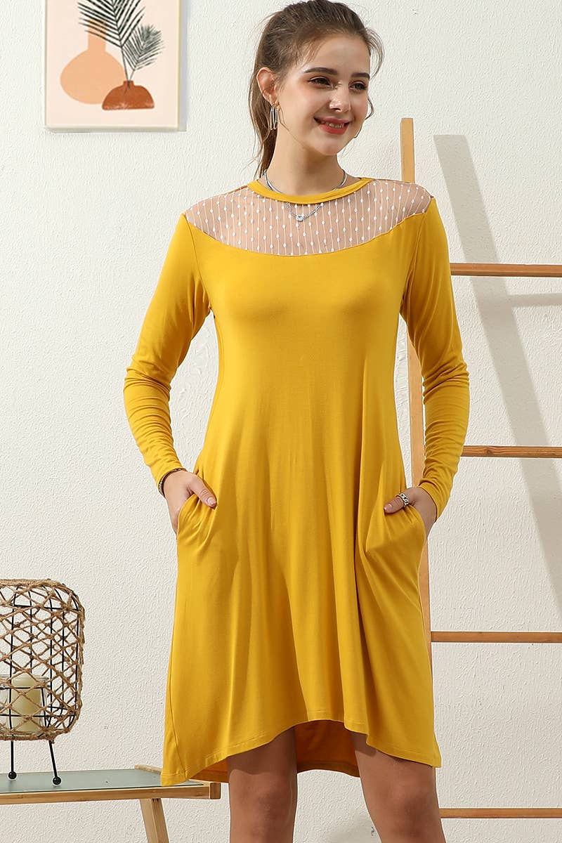 CWDMD787_LACED SHORT SLEEVE A LINE SWING FLOUNCE MIDI DRESS