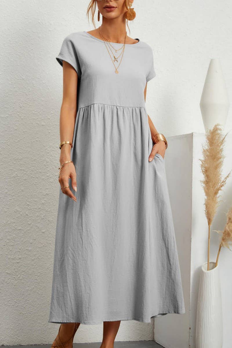 CWDMD5451_SOLID COLOR SLEEVELESS LOOSE POCKET DRESS