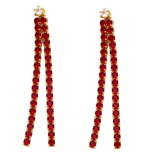 MINIMALIST COLORED DIAMOND TASSEL EARRINGS