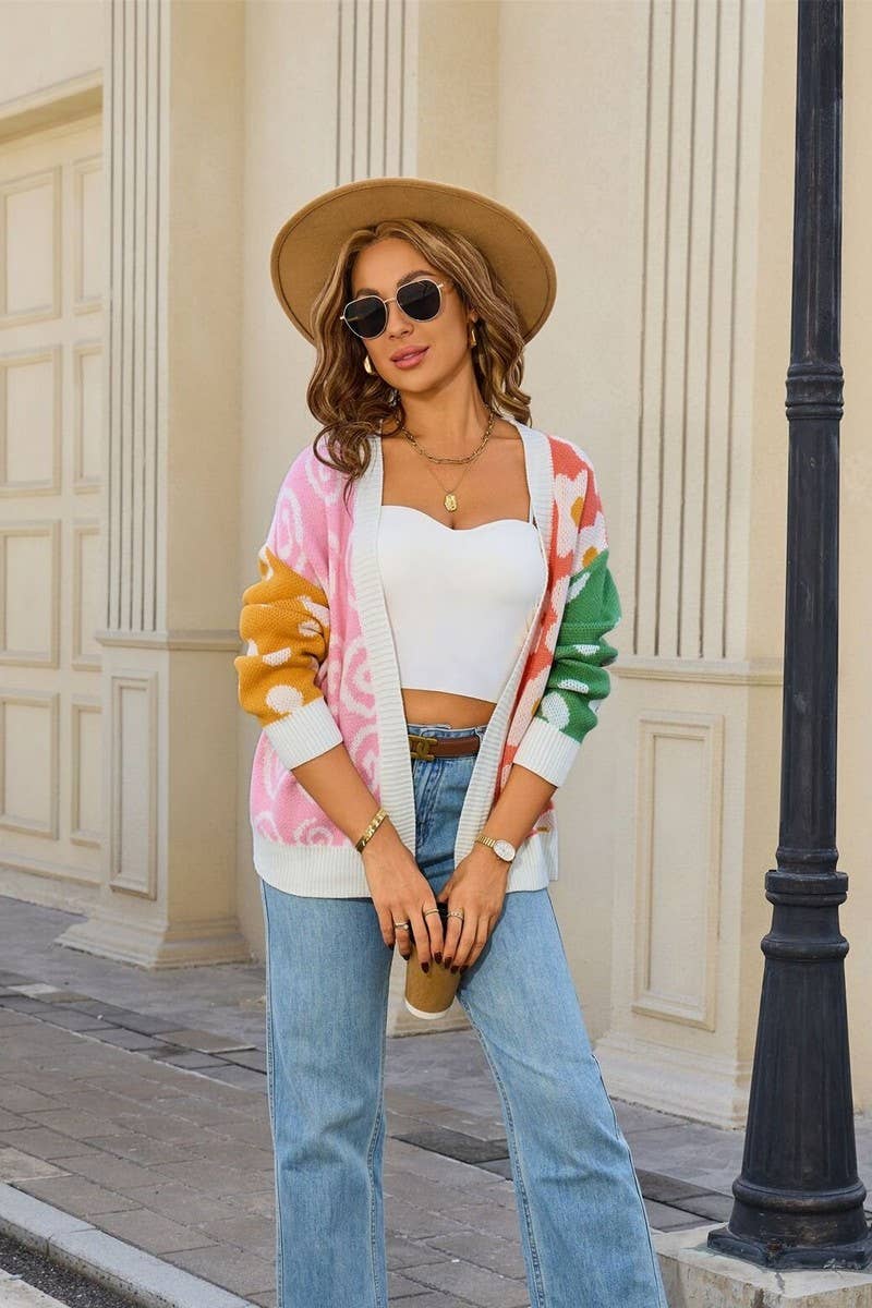 CWOCAL00804_HEAVY COLOR CASUAL KNIT CARDIGAN