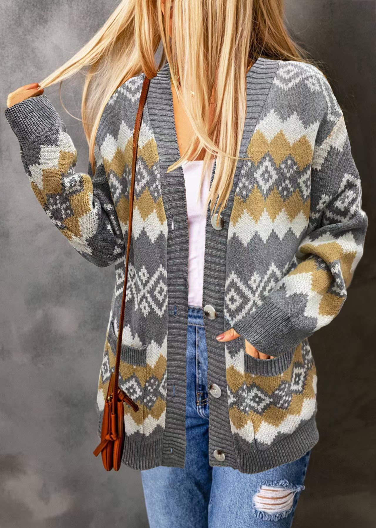 Christmas single-breasted knitted cardigan