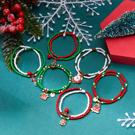 SANTA CLAUS OIL DROP BEADED BRACELET
