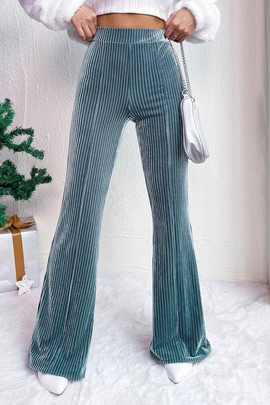 CWBLP1369_SOLID COLOR HIGH WAIST CORDUROY FLARED PANTS