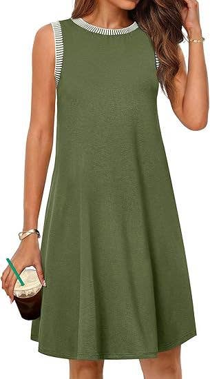 CREW-NECK LOOSE CASUAL SLEEVELESS MINI DRESS