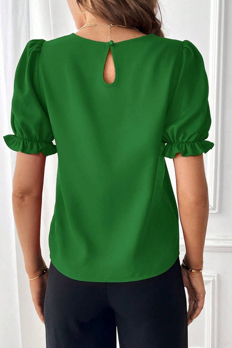 CWTTS1374_SUMMER FASHION TEMPERAMENT ROUND NECK SHIRT