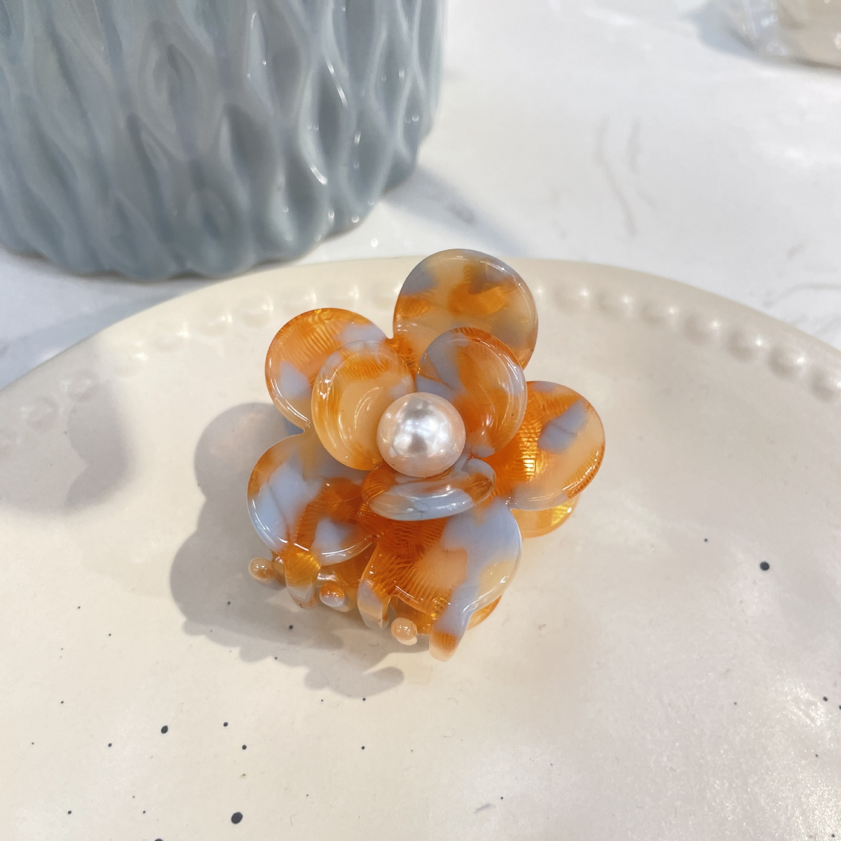 loral Pearl Hair Claw, Rhinestone Elegant Clip