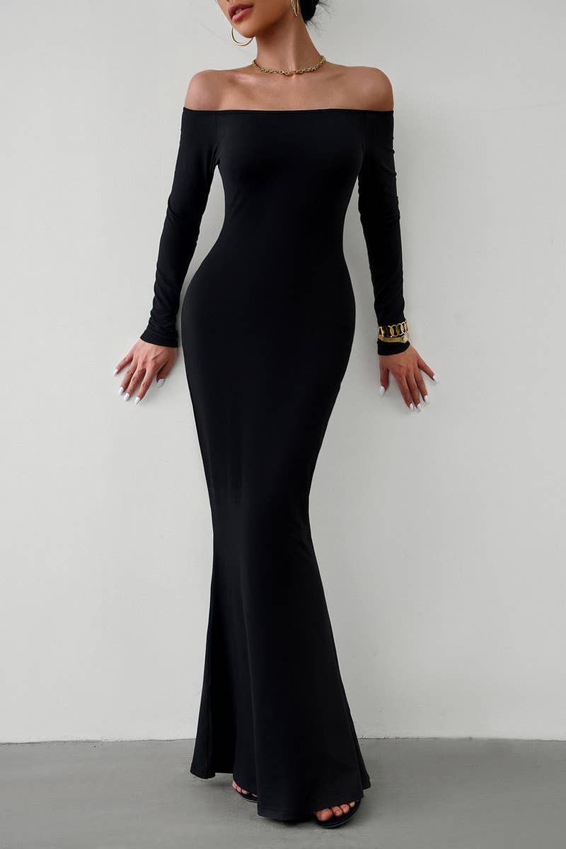 CWDMD1103_Off Shoulder Bodycon Maxi Evening Dress