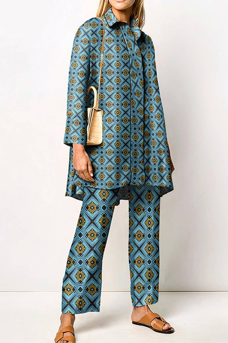 CWSS1270_SPRING AND AUTUMN LONG SLEEVE LADIES SHIRT SET