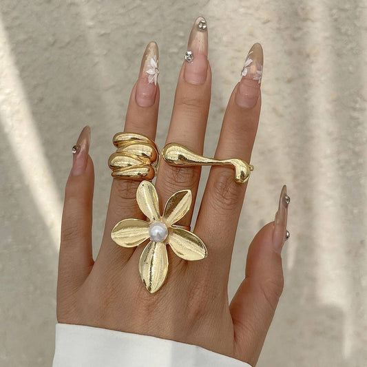 FASHIONABLE METAL IRREGULAR WATER DROP OPEN RING