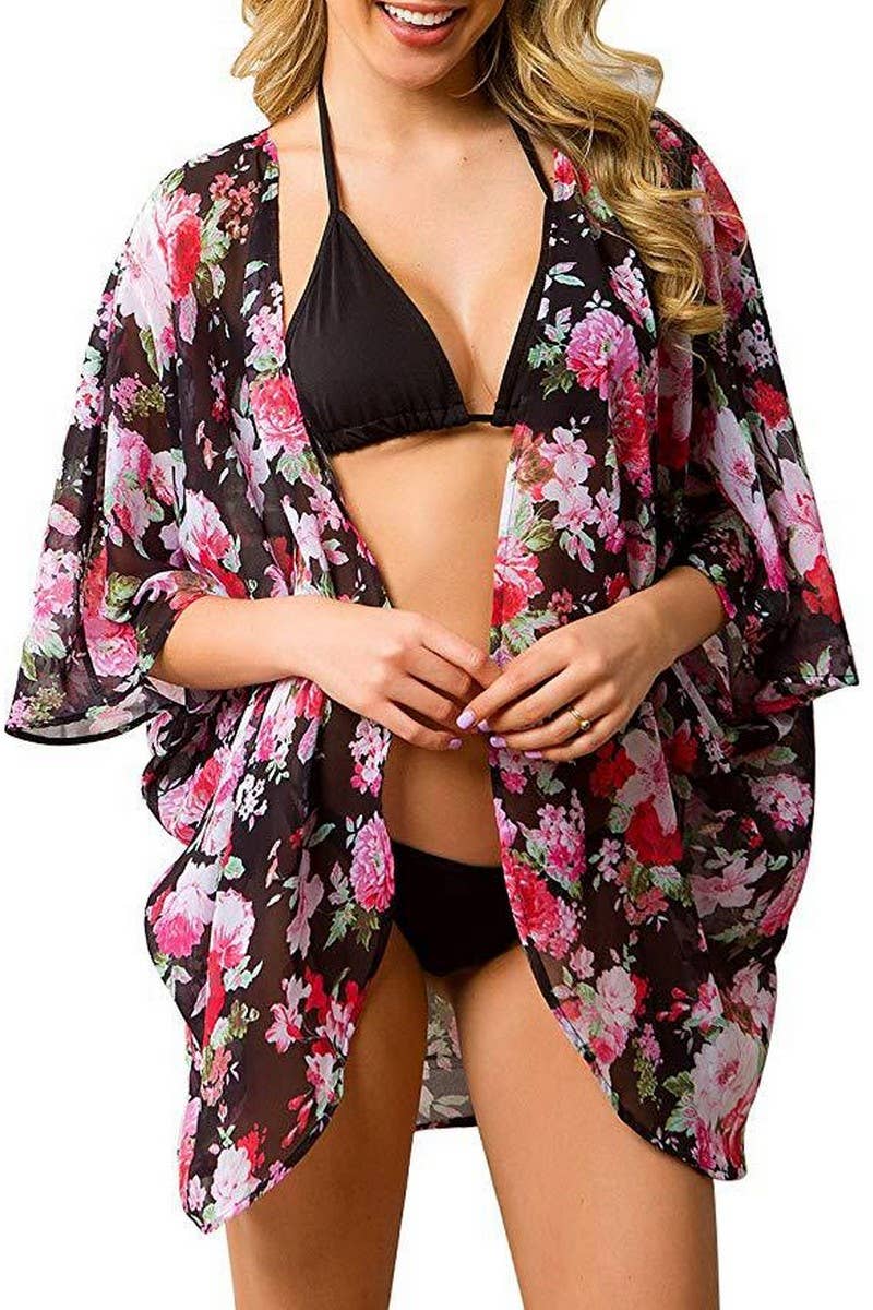 CWTTS1521_SUMMER NEW STYLE PRINTED CARDIGAN CHIFFON BLOUSE