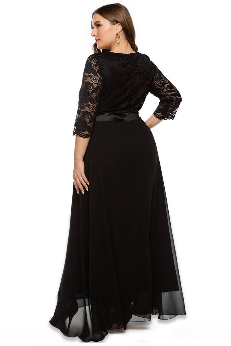 CWDMD3231_PLUS SIZE LACE EVENING DRESS