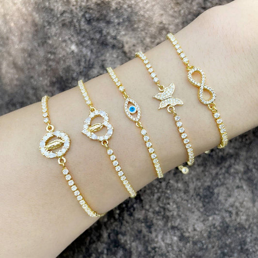 DEVIL'S EYE BUTTERFLY PLATED 18K GOLD BRACELET