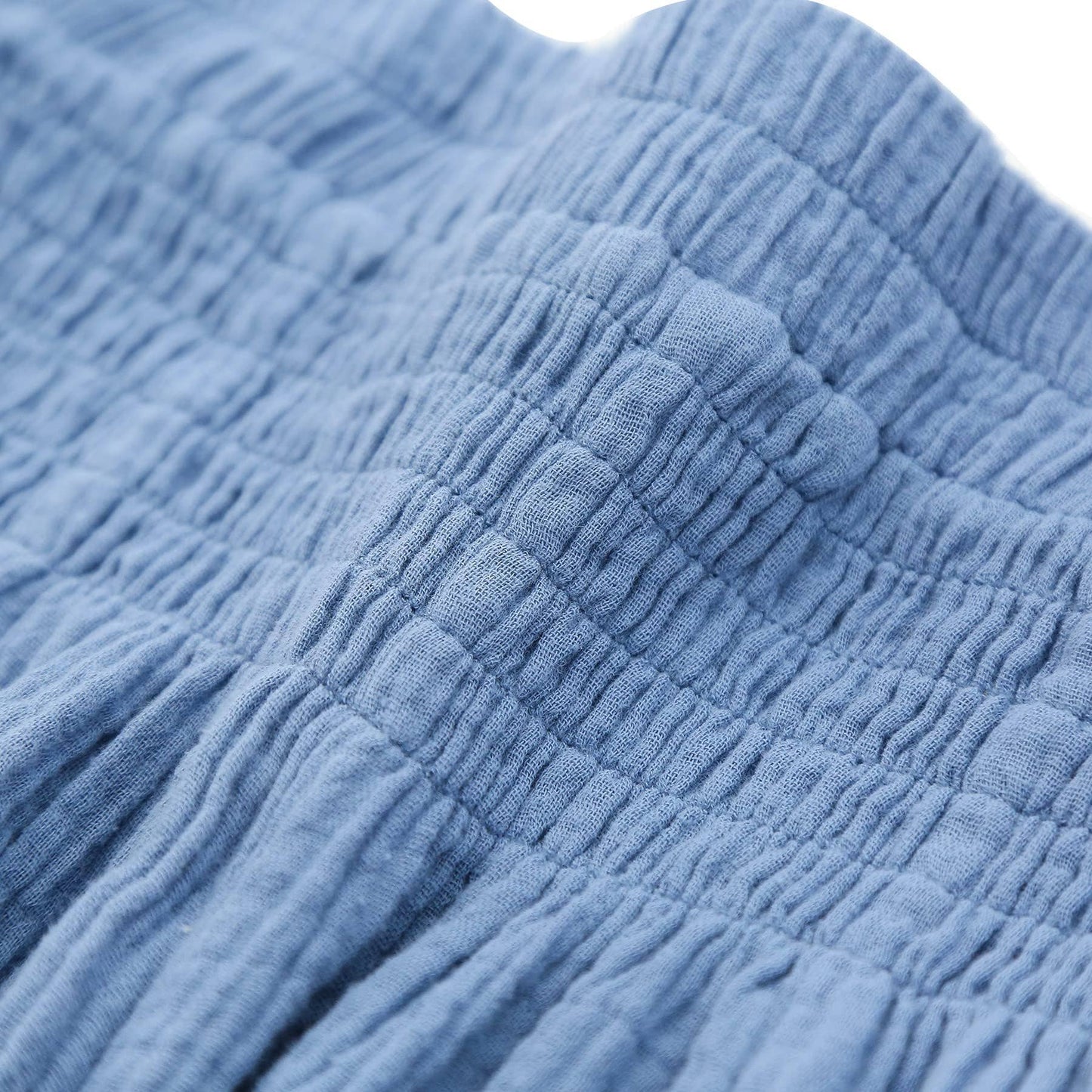 ELASTIC HIGH-WAISTED COTTON WIDE-LEG PANTS