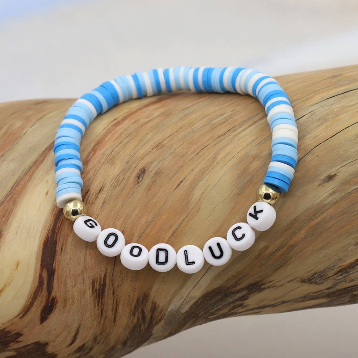 COLORFUL POLYMER CLAY LETTER BEADED BRACELET