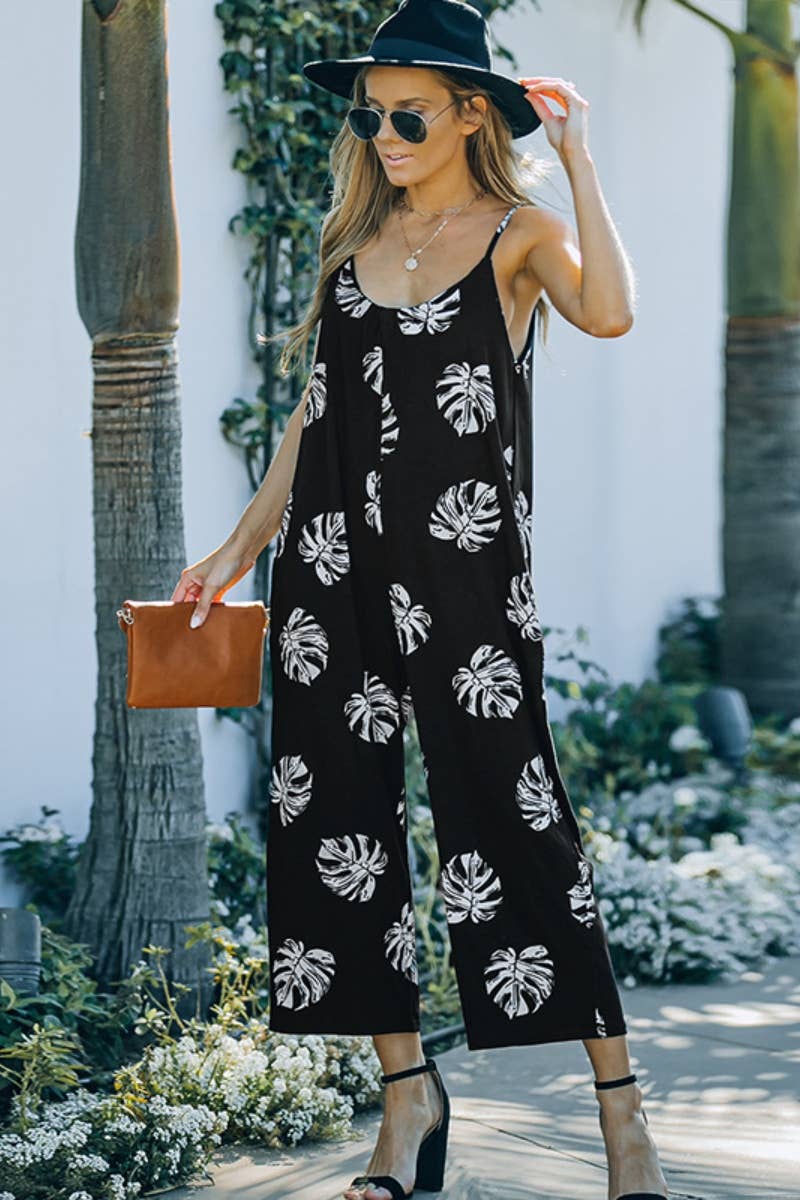 CWSJS1112_SLEEVELESS PRINTED HALTER ROMPER MID-LENGTH