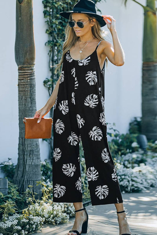 CWSJS1112_SLEEVELESS PRINTED HALTER ROMPER MID-LENGTH