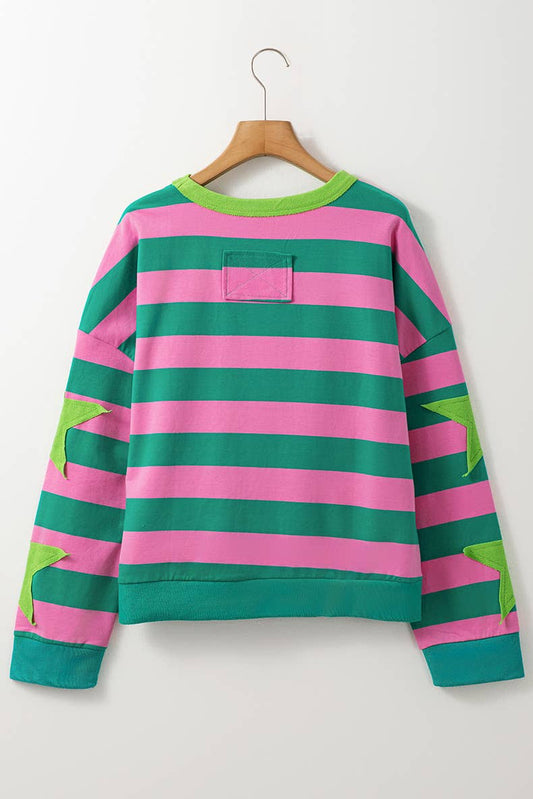 CONTRASTING COLORS STRIPED PATCHWORK HOODIE
