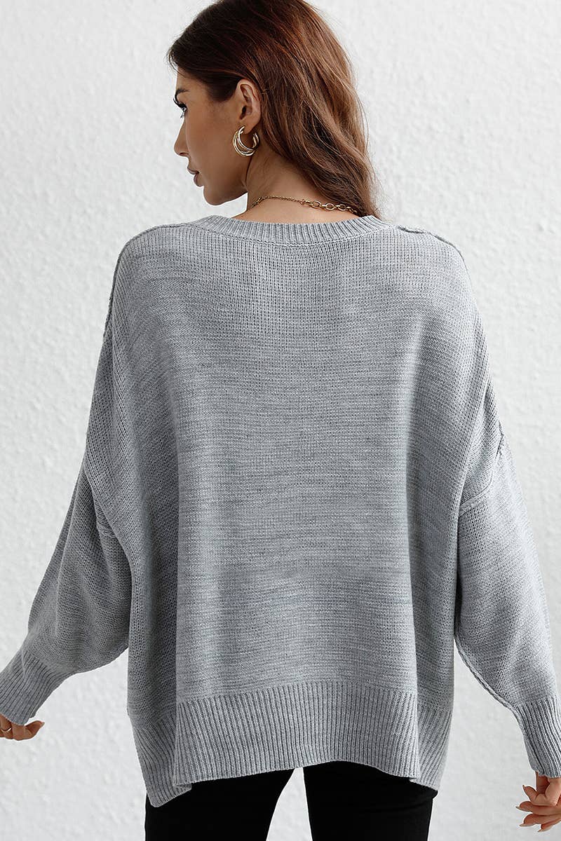 CWOSWL610 Oversized Long Sleeve Crew Neck Pullover Sweater