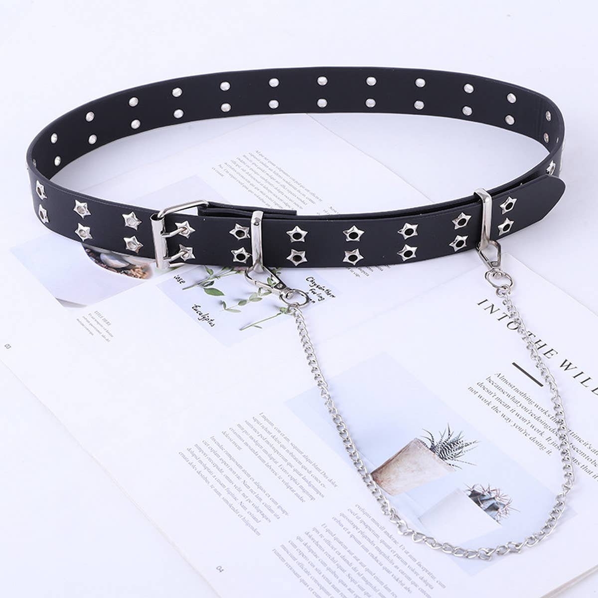 CWABE0895_FASHION CHAIN HOT STYLE STAR EYE BUCKLE WIDE BELT