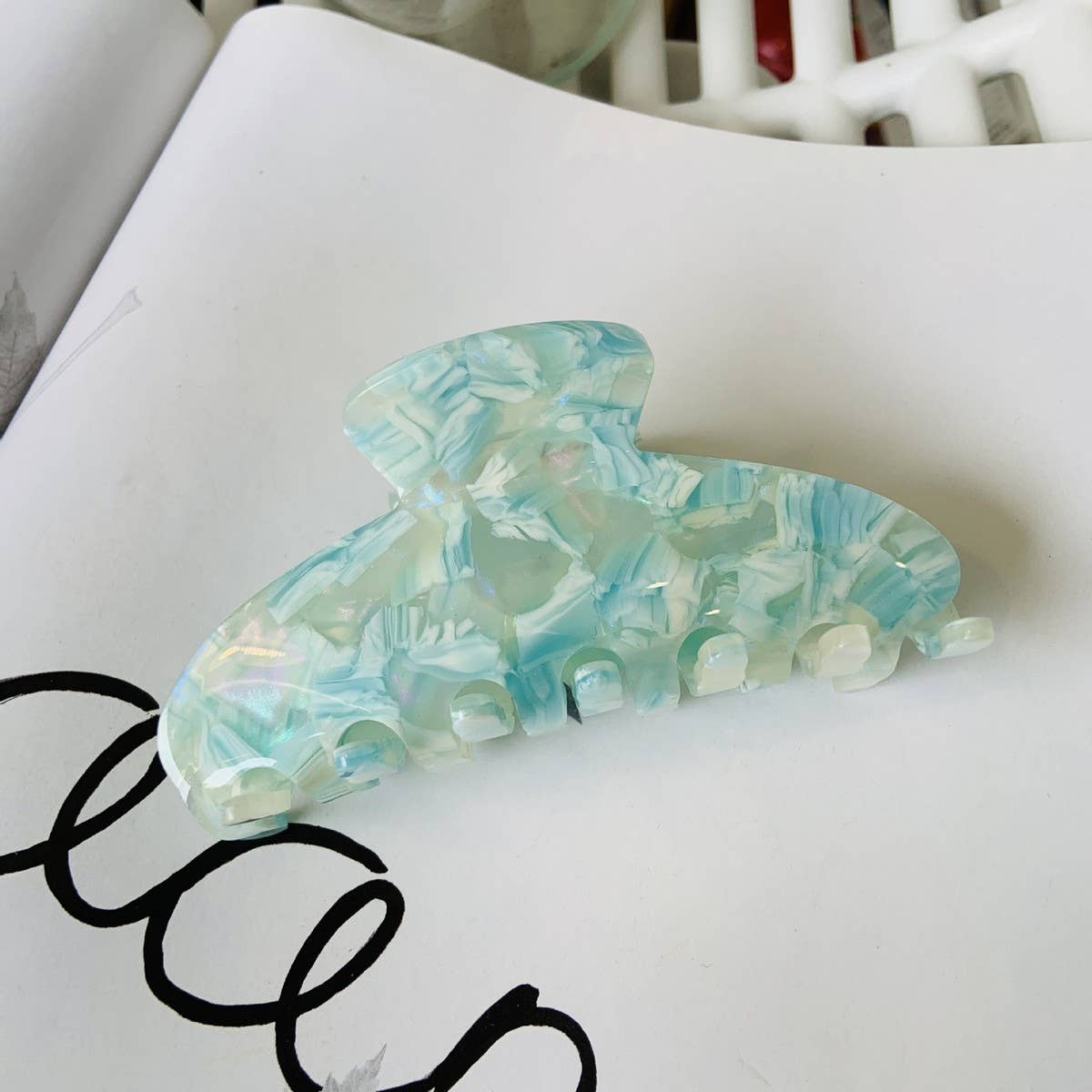 Colorful Floral Acetate Hair Claw, Large Chic Clip