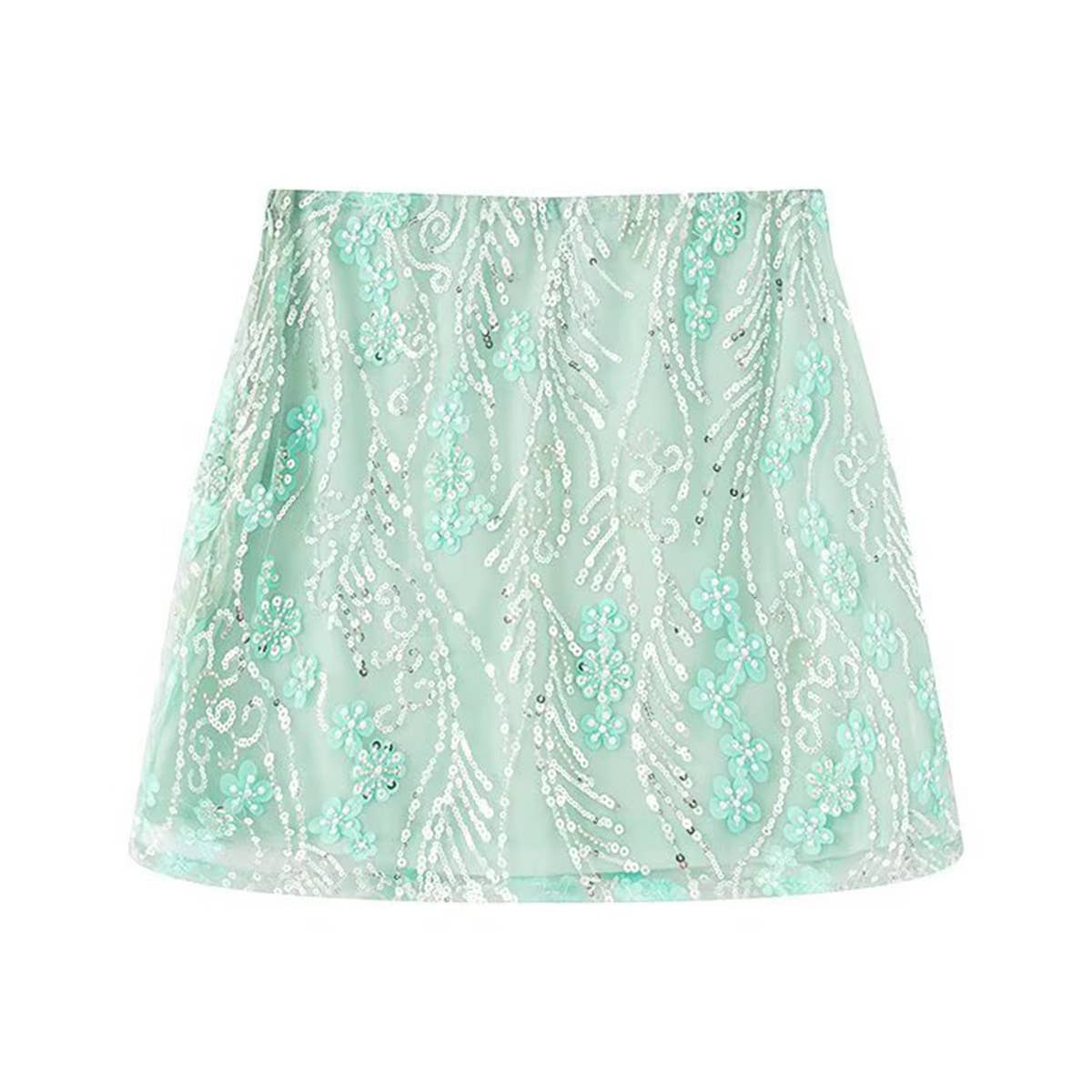 Body-wrapping three-dimensional sequined skirt