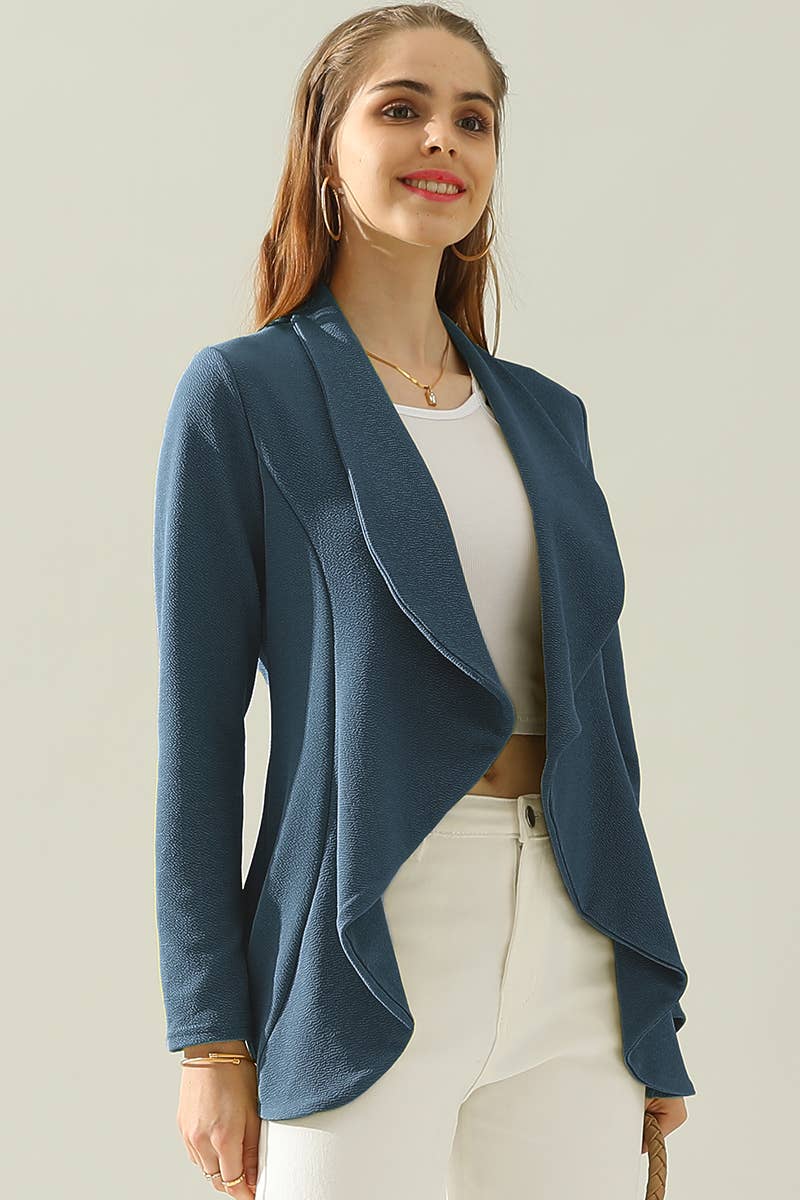 CWOBL090_Casual Work Long Sleeve Open Front Blazer