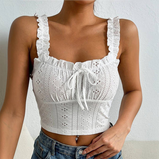 Basic elegant lace trim bodycon tank top