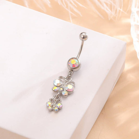 Fashion AB CZ Butterfly Belly Ring Stainless Steel_CWMM9325