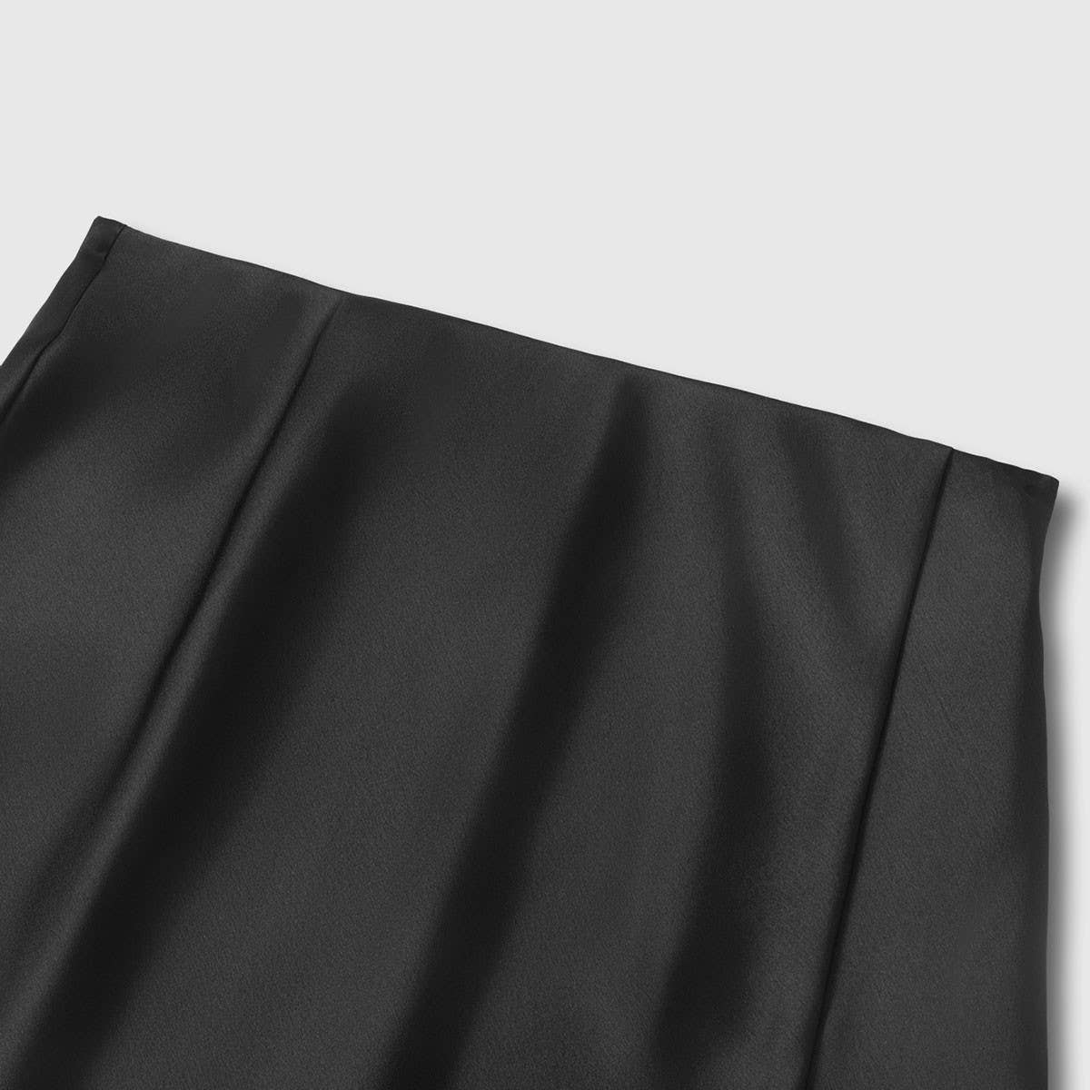 SATIN SKIRT LACE SLIT HIGH WAISTELASTIC SHORTSKIRT