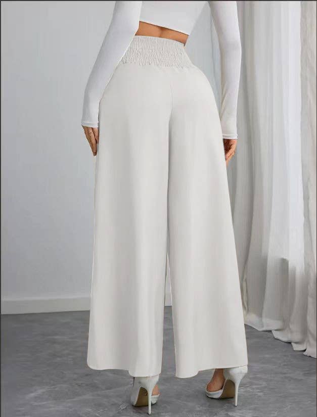 COMMUTER SOLID CHAIN SPANKING WIDE-LEG PANTS