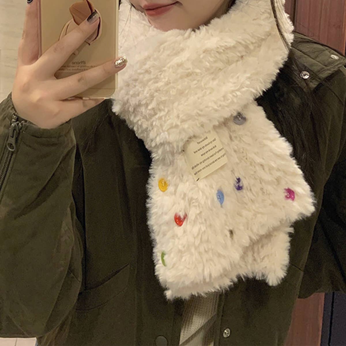 Plush Scarf ??Colorful Button Winter Warm NeckWrap_CWASC1237