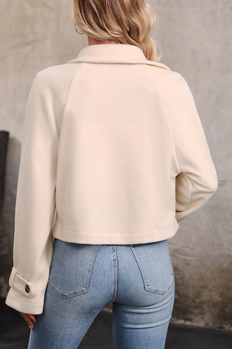 CWOJA1535_BUTTON-DOWN FLEECE LONG-SLEEVED JACKET SHORT