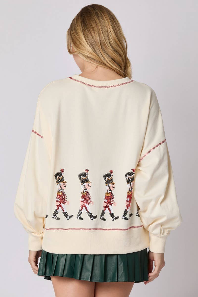 CWTBLL01244_SEQUIN NUTCRACKER SOLDIER CHRISTMAS SWEATSHIRT