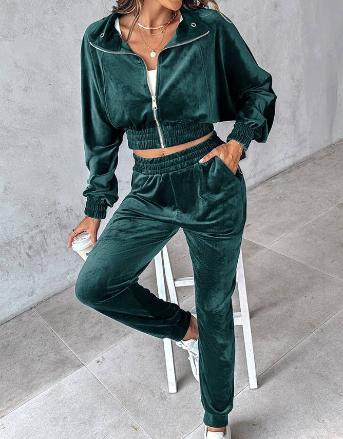CANARY SHORT JACKET LONG SLEEVE TROUSERS SUIT