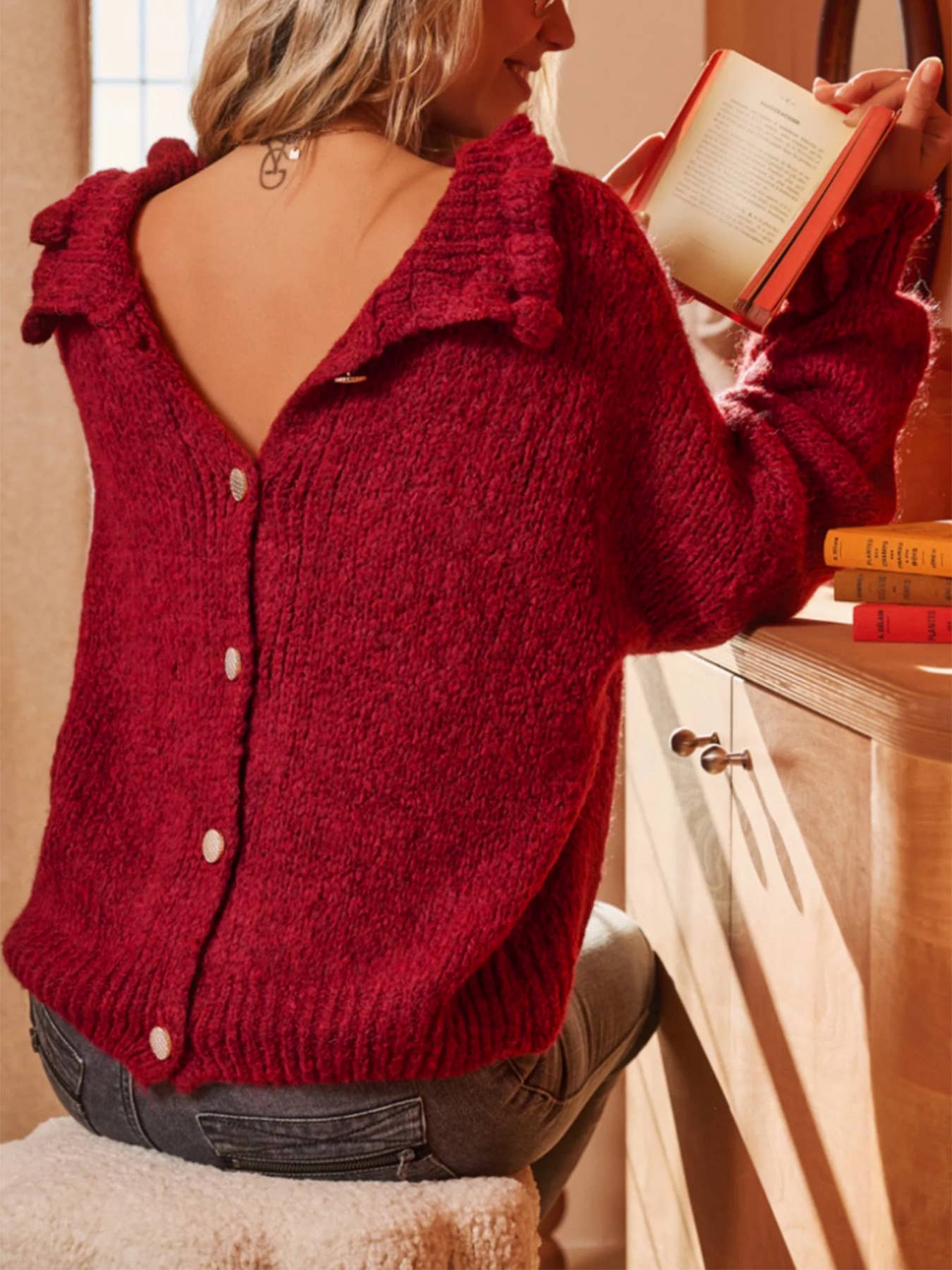 Casual high-neck solid color loose sweater
