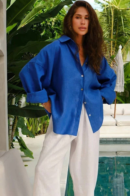 CWBLP00917_LONG-SLEEVED CASUAL LOOSE RUFFLED SHIRT