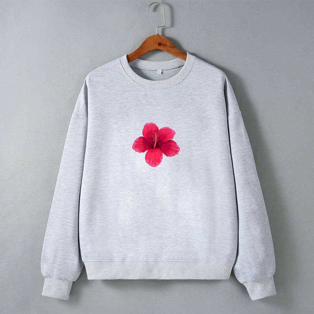 Flower-printed off-the-shoulder sweatshirt