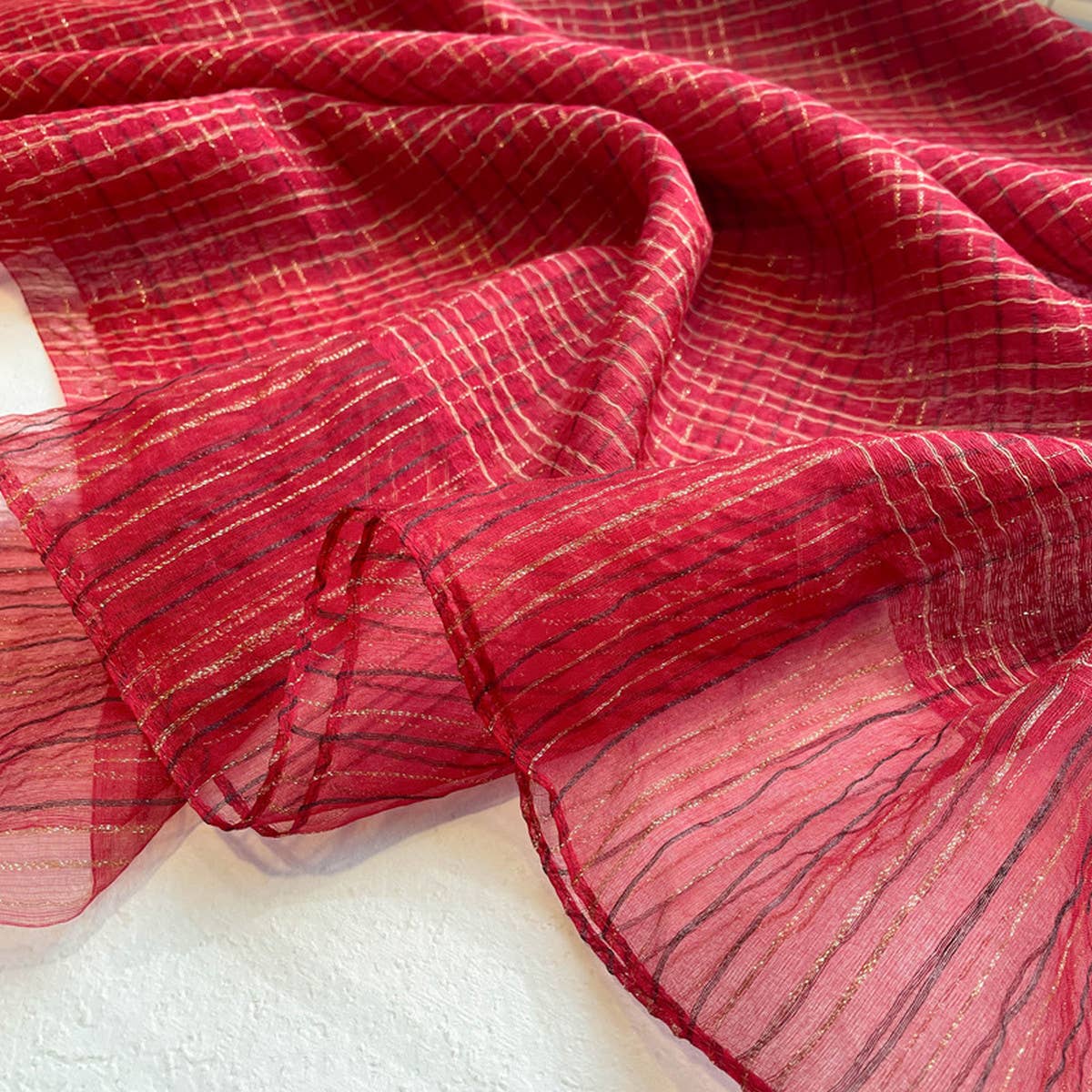 Plaid Shine Silk Scarf ??Long Blend Spring Wrap_CWASC0616