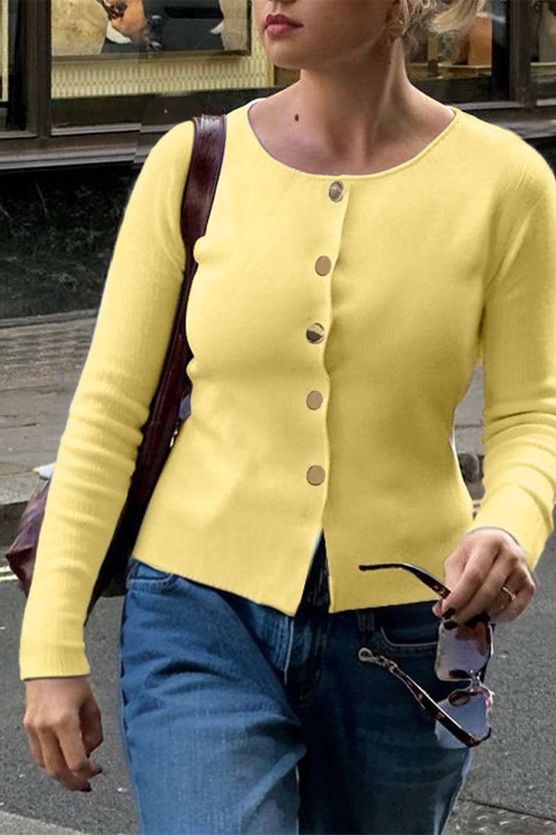 CWOCAL00755_LONG-SLEEVED BUTTON-DOWN KNIT TOP