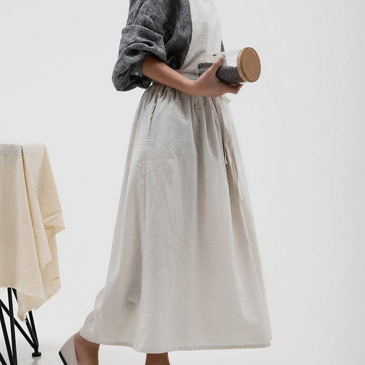 Pleated thin linen Apron with pockets vintage_CWMM3309