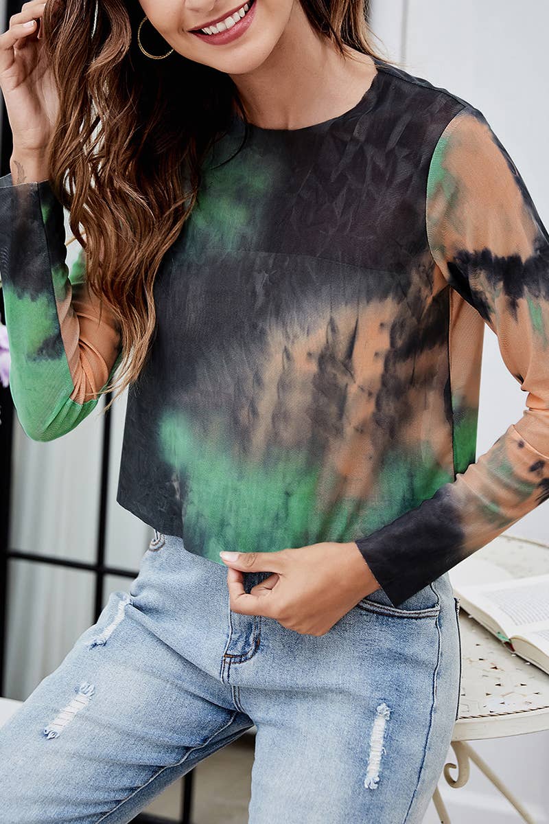 CWTTL2024_SUMMER LOOSE TIE-DYE CROPPED T-SHIRT
