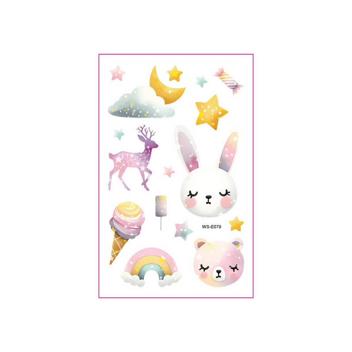 Glitter Cartoon Tattoo Stickers for Kids ?Bear Set