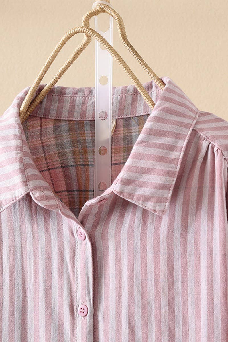 CWTSTL2251_YARN-DYED DOUBLE-LAYER COTTON STRIPED SHIRT