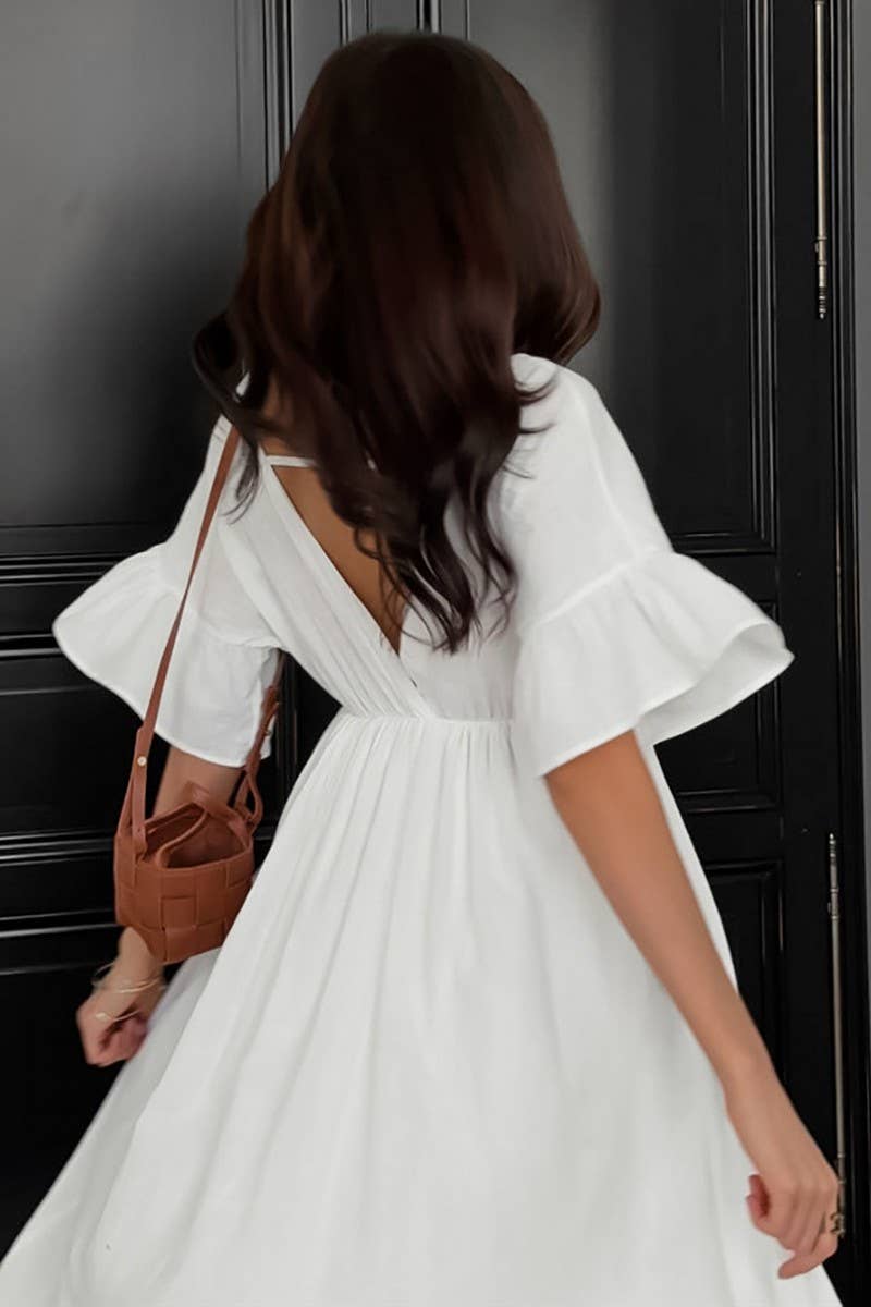 CWSPJ0201_COTTON AND LINEN TRUMPET SLEEVE HOME NIGHTDRESS